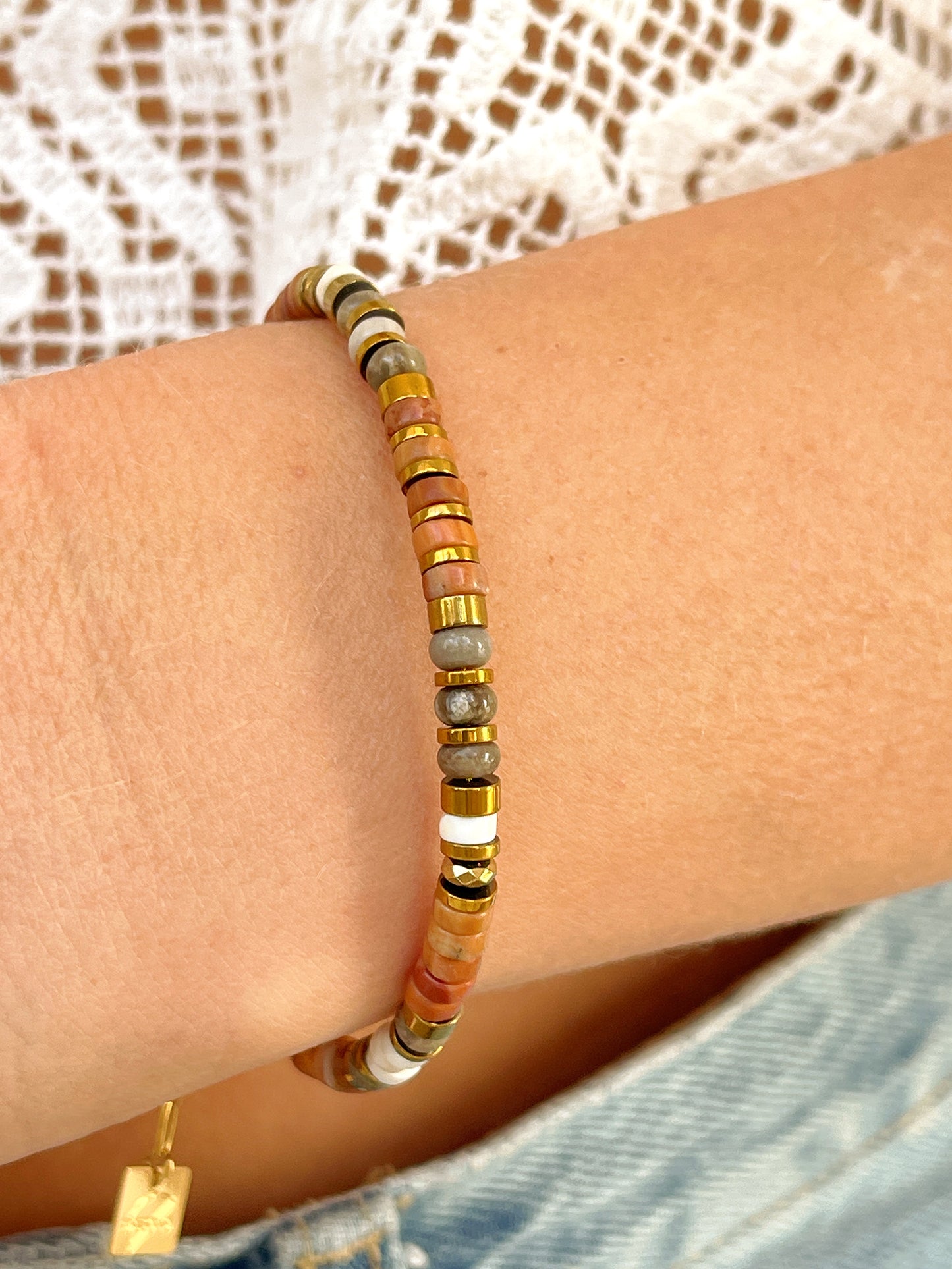 Bracelet SUZANNE - Rhodonite caramel