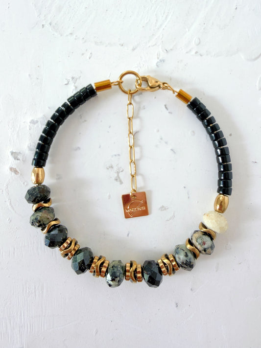 Bracelet VICTOIRE - Turquoise africaine noire