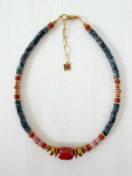 Collier VARO - Jaspe rouge