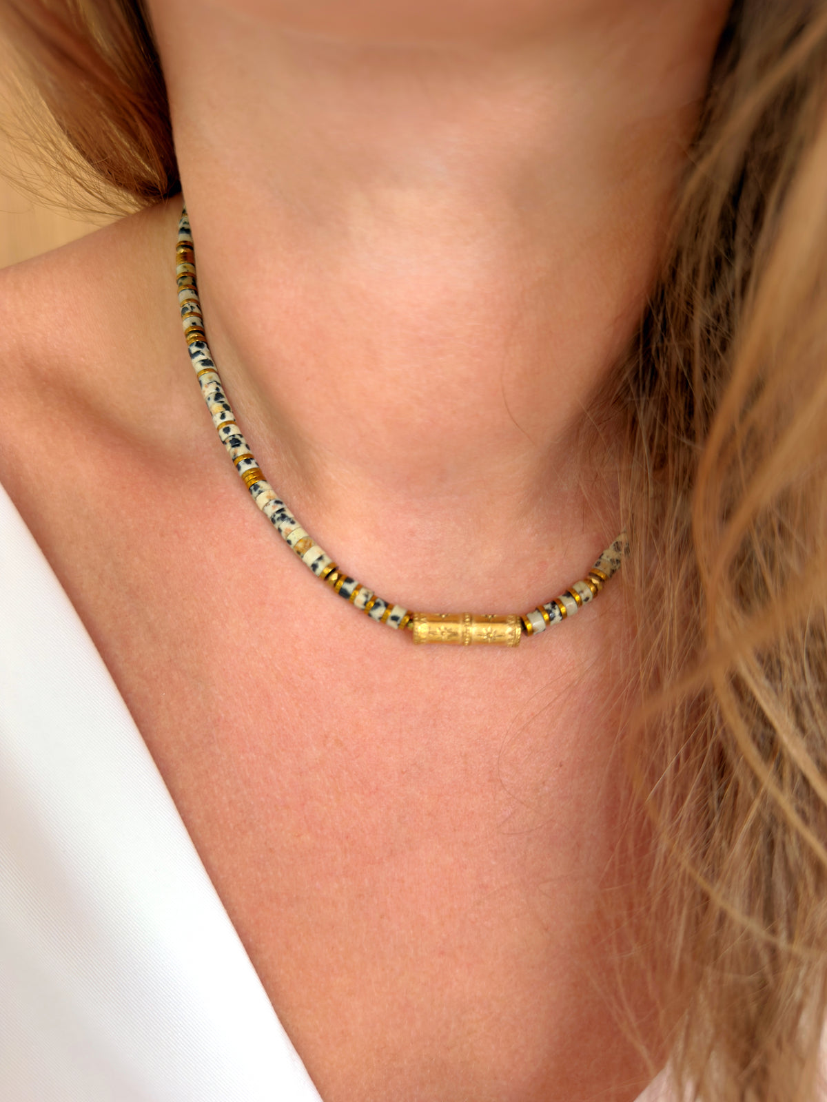 Collier SVEN - Jaspe dalmatien