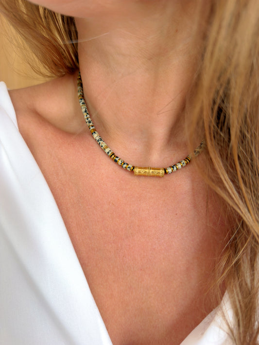 Collier SVEN - Jaspe dalmatien