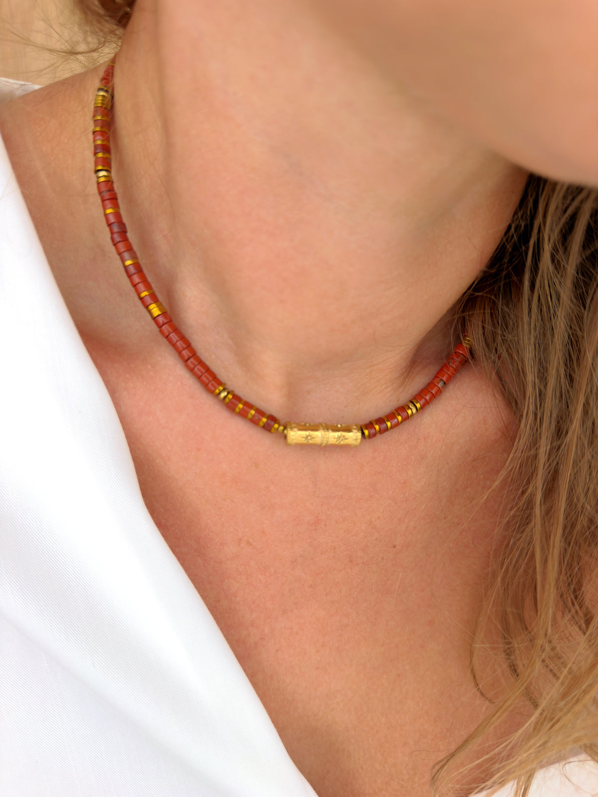Collier SVEN - Jaspe rouge