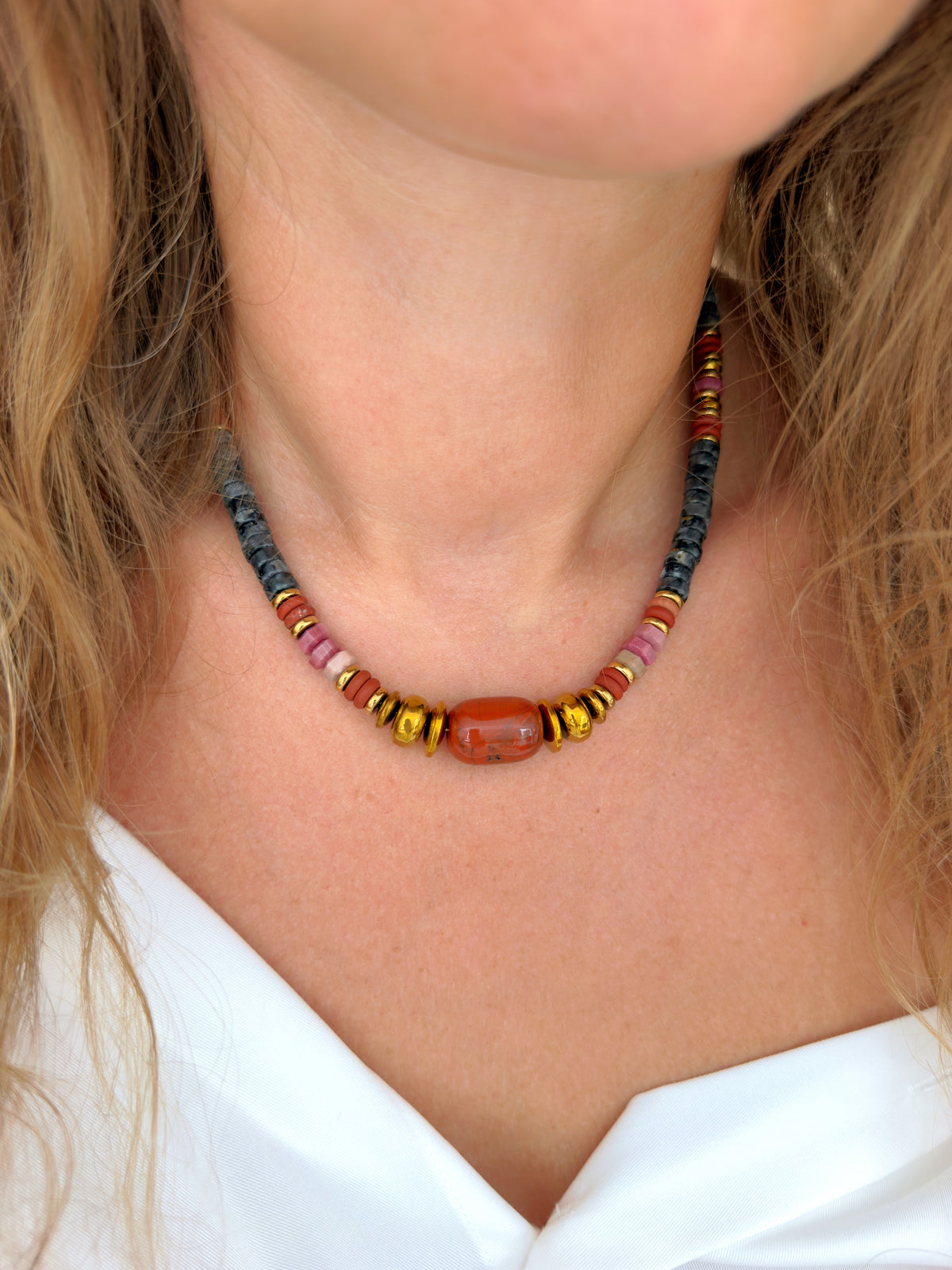 Collier VARO - Jaspe rouge