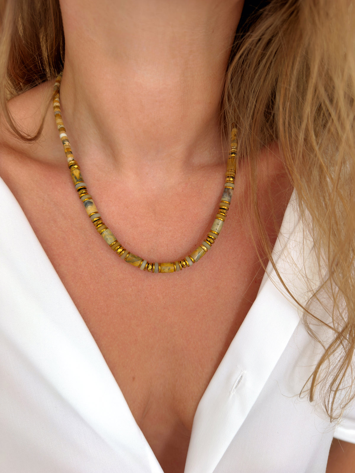 Collier VOLTAIRE - Agate dentelle