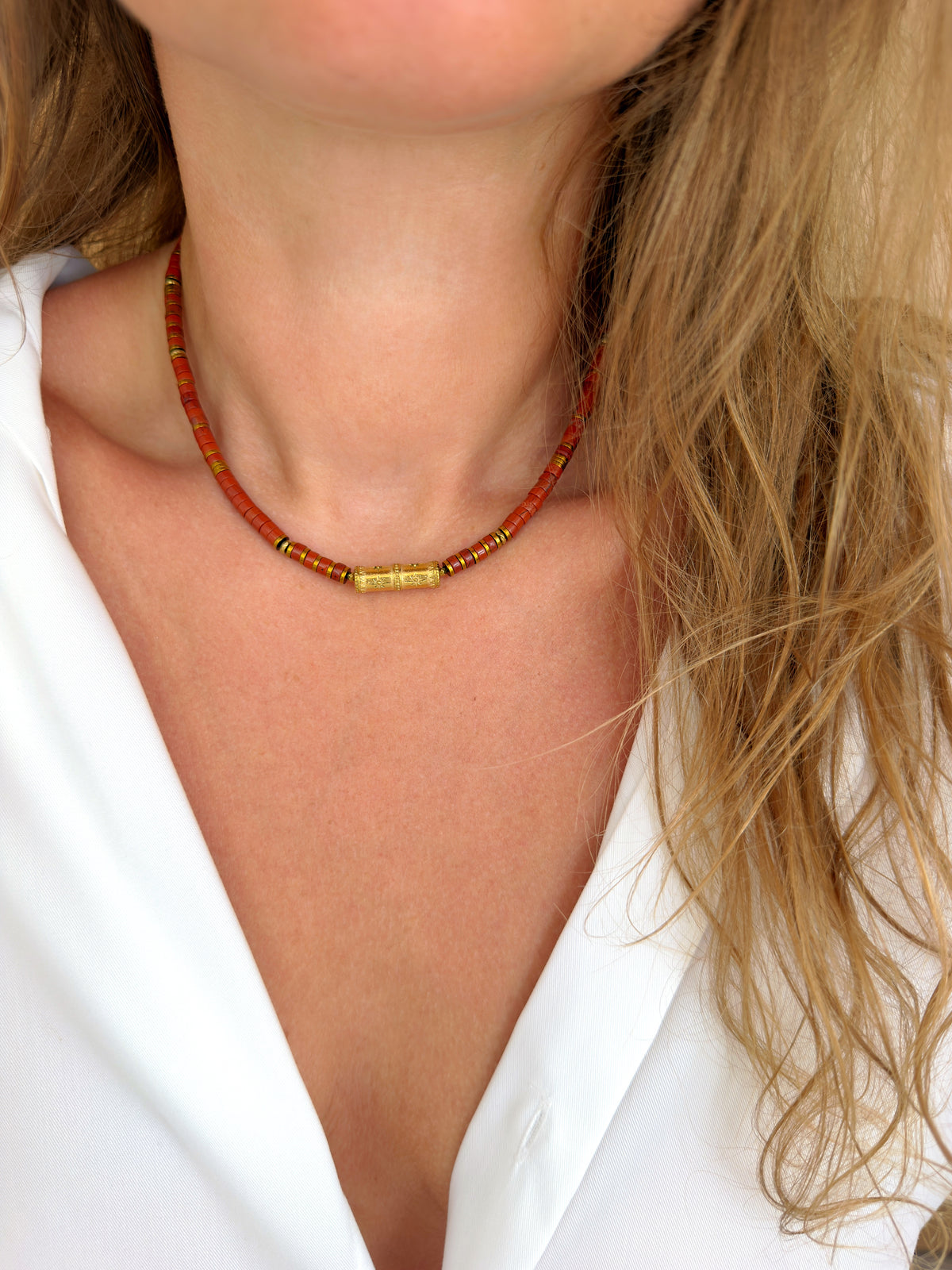 Collier SVEN - Jaspe rouge