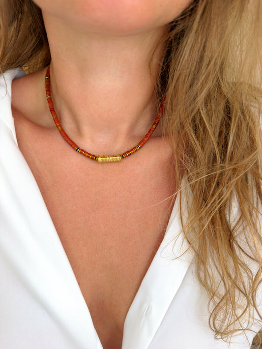 Collier SVEN - Jaspe rouge