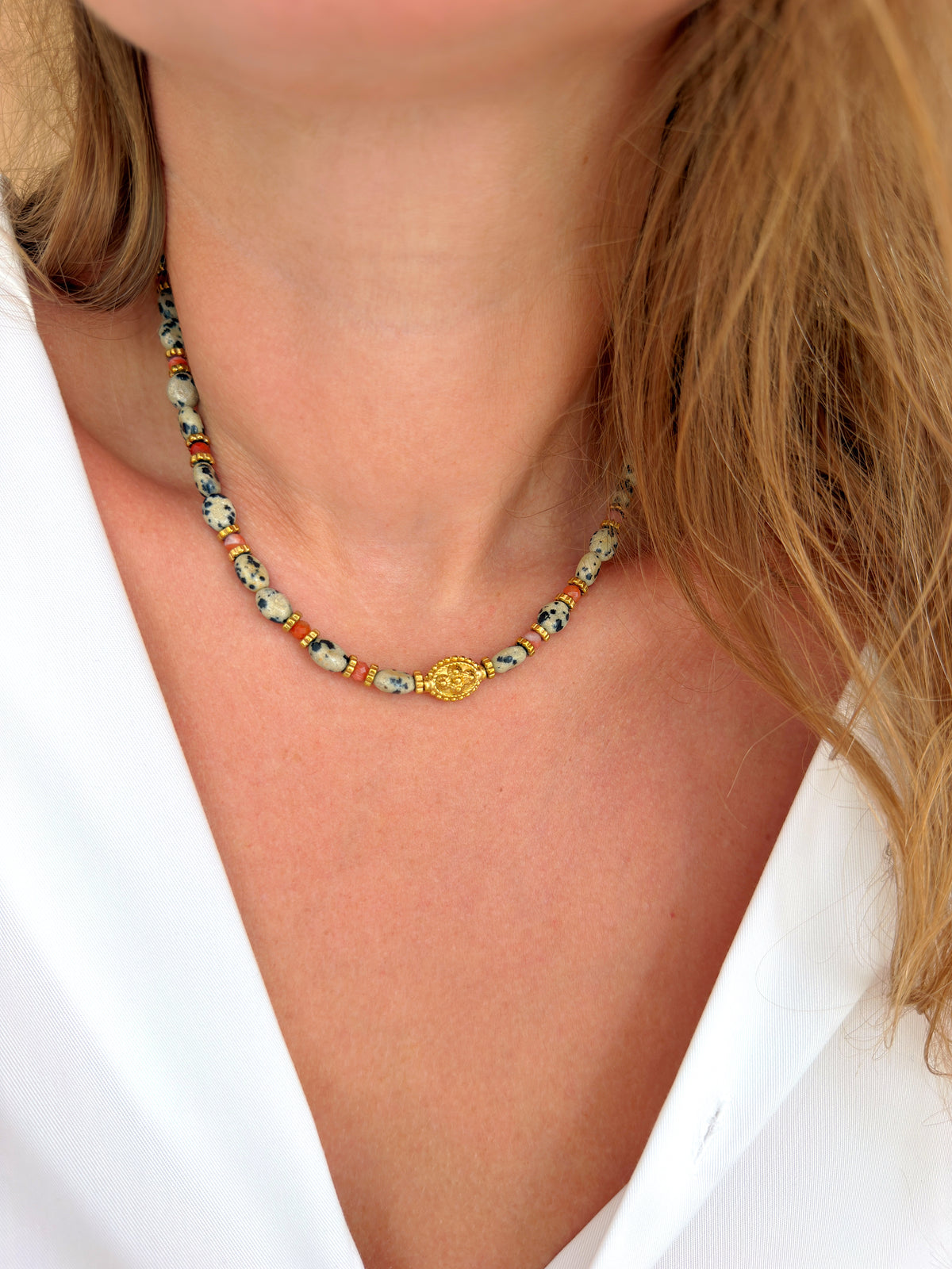 Collier TALINE - Jaspe dalmatien