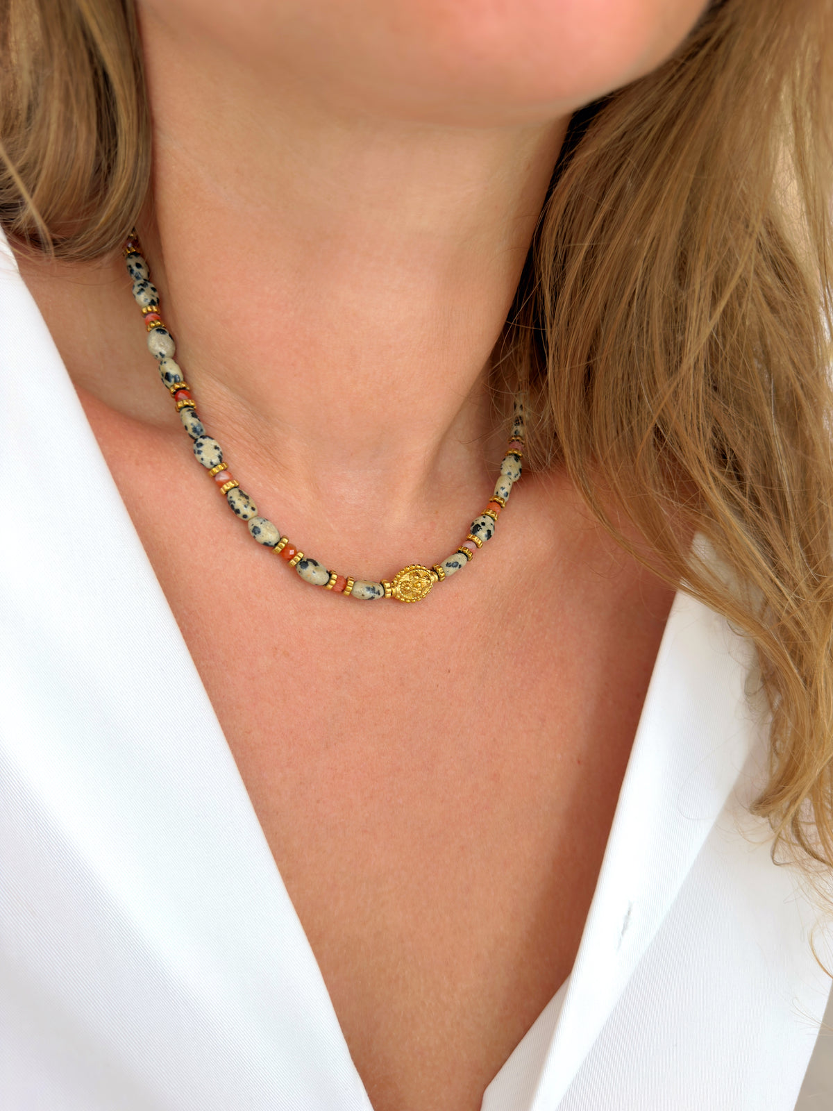 Collier TALINE - Jaspe dalmatien