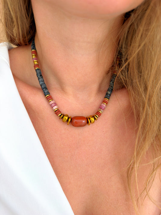 Collier VARO - Jaspe rouge