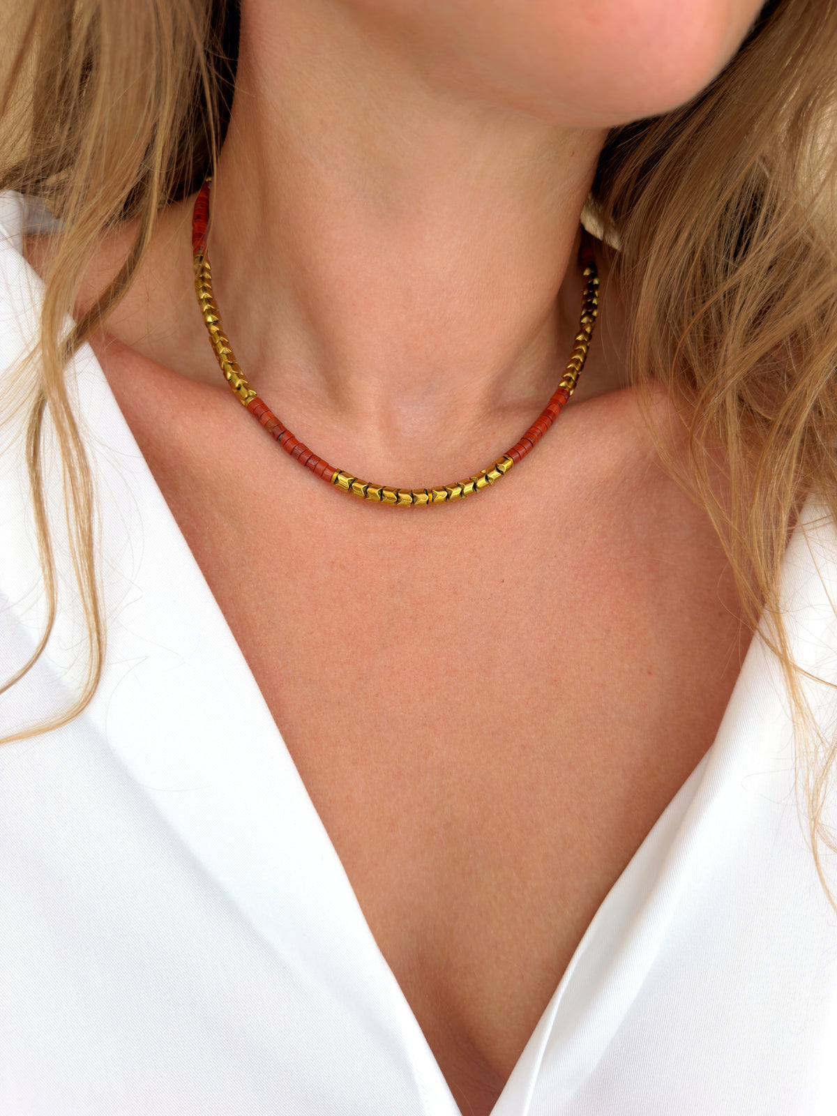 Collier URIEL - Jaspe rouge