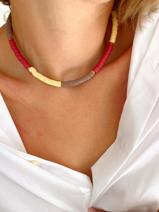 Collier ROMANE - bordo/ taupe