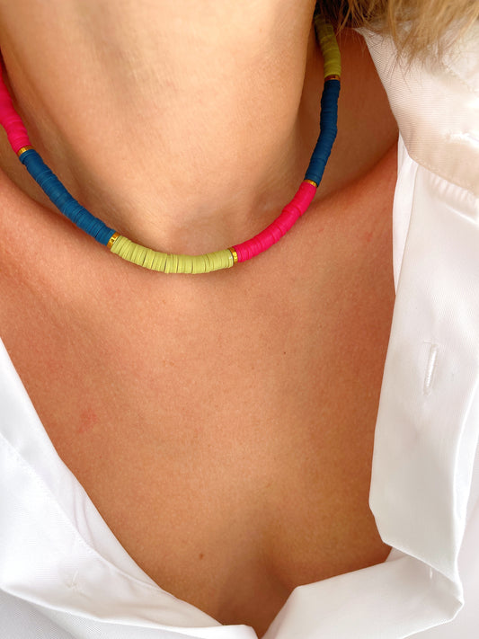 Collier ROMANE - cerise/ pistache