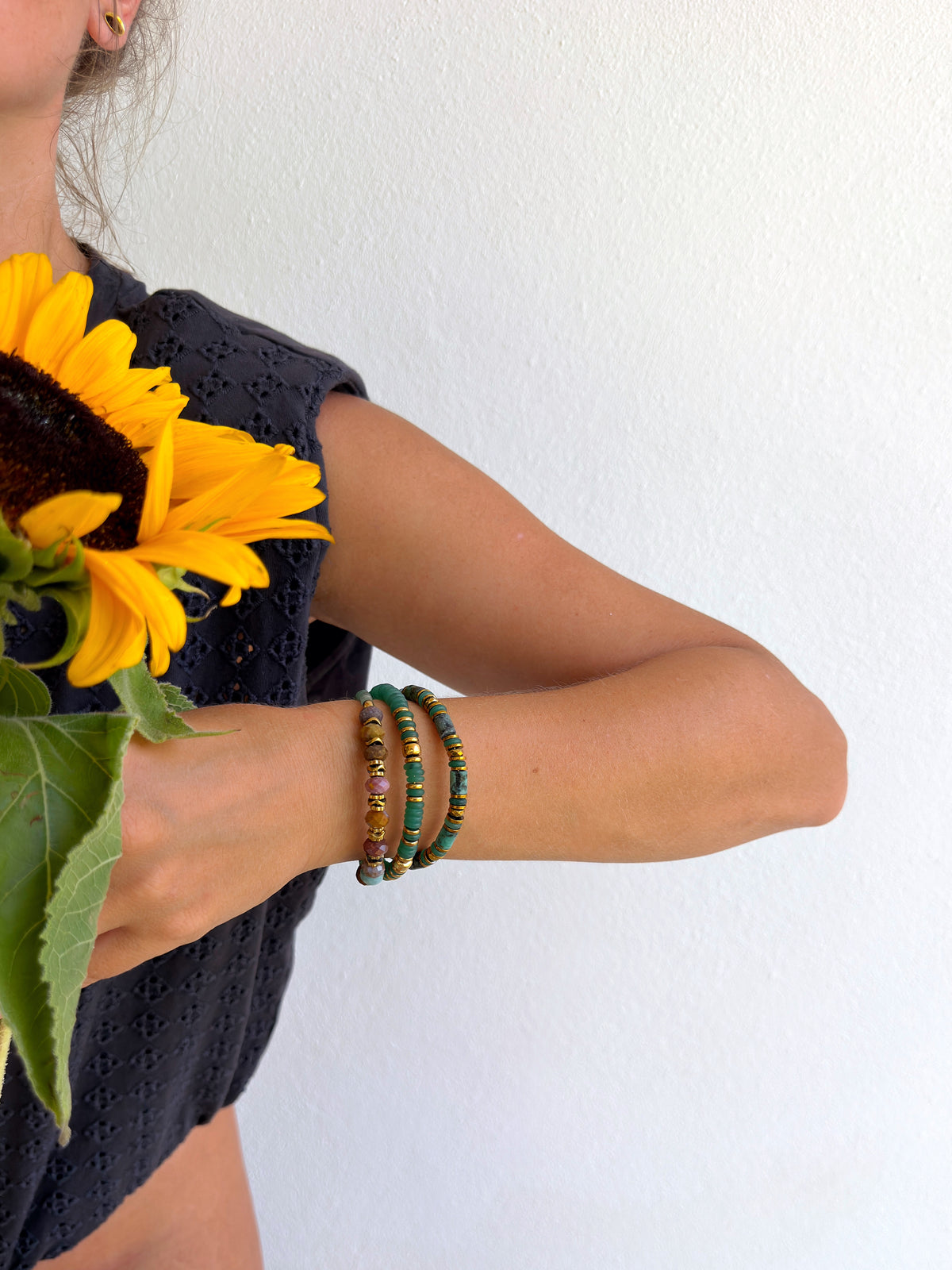 LOOK - VANDA aventurine verte, VÉRANE turquoise africaine, VICTOIRE jaspe océan