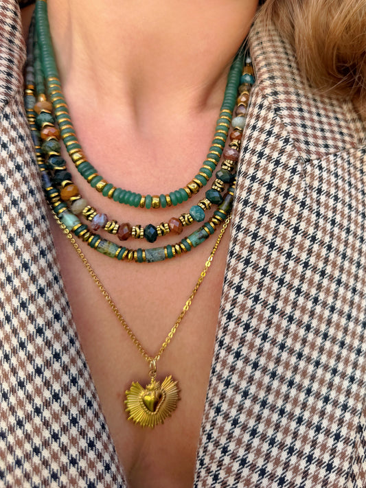 LOOK - VINNIO aventurine verte, VOLTAIRE turquoise africaine, VINICIO jaspe océan, PAULINA