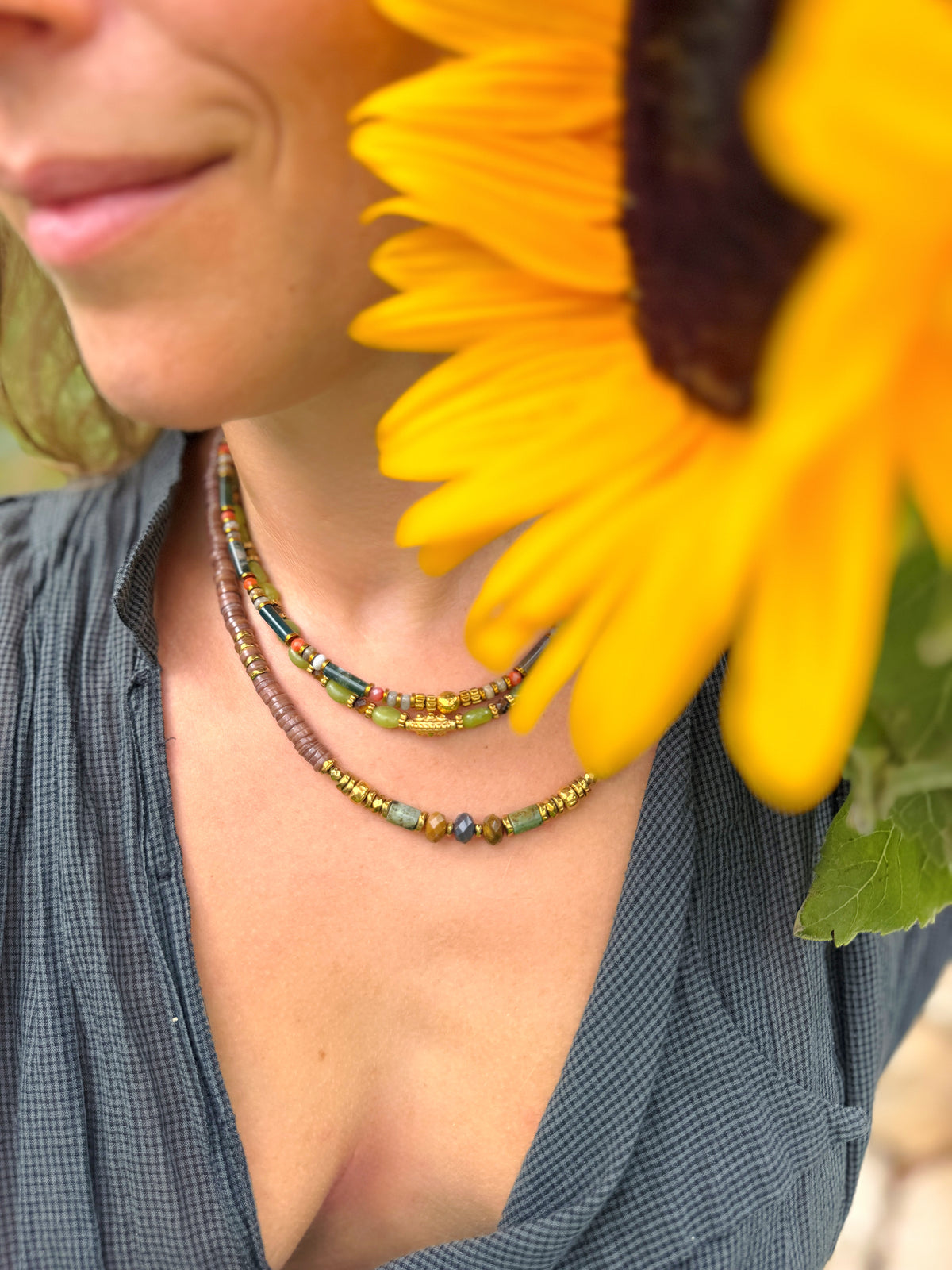 LOOK - VIANNEY moka, VALDÈS agate indienne, TALINE jade vert