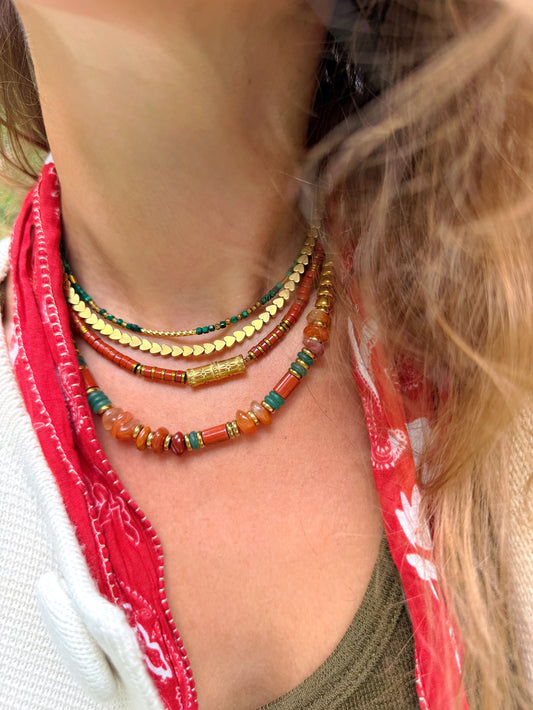 LOOK - VALTÉRI malachite, LOVE gold, SVEN jaspe rouge, VIGGO jaspe rouge