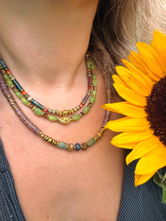 LOOK - VIANNEY moka, VALDÈS agate indienne, TALINE jade vert