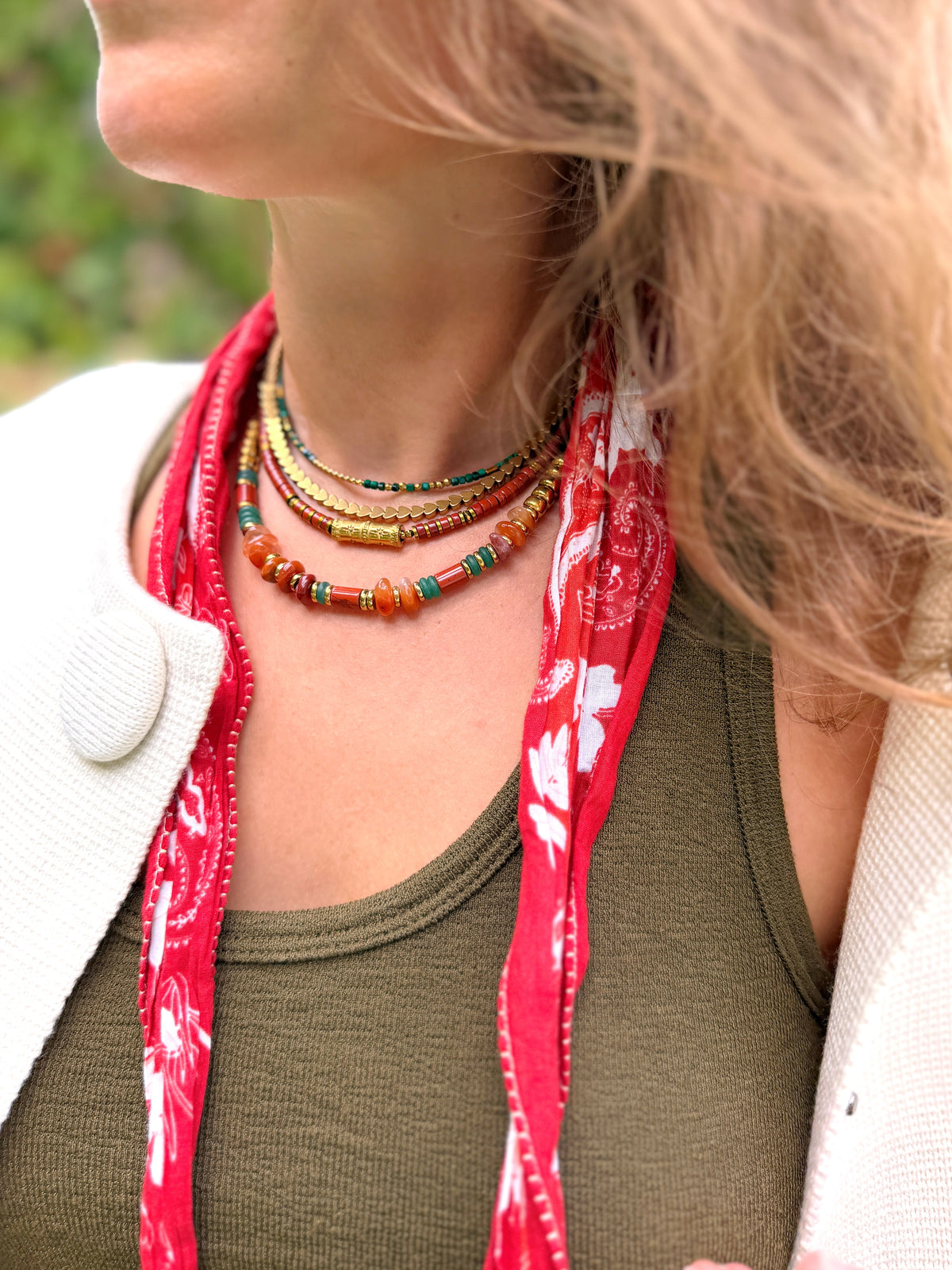 LOOK - VALTÉRI malachite, LOVE gold, SVEN jaspe rouge, VIGGO jaspe rouge