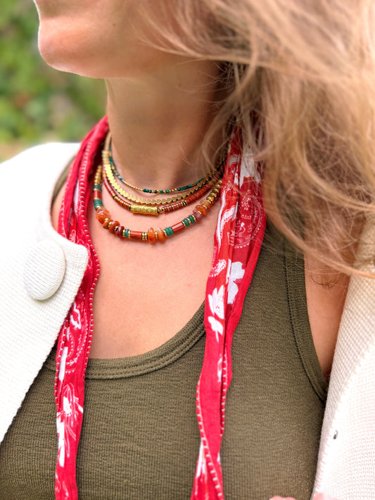 LOOK - VALTÉRI malachite, LOVE gold, SVEN jaspe rouge, VIGGO jaspe rouge