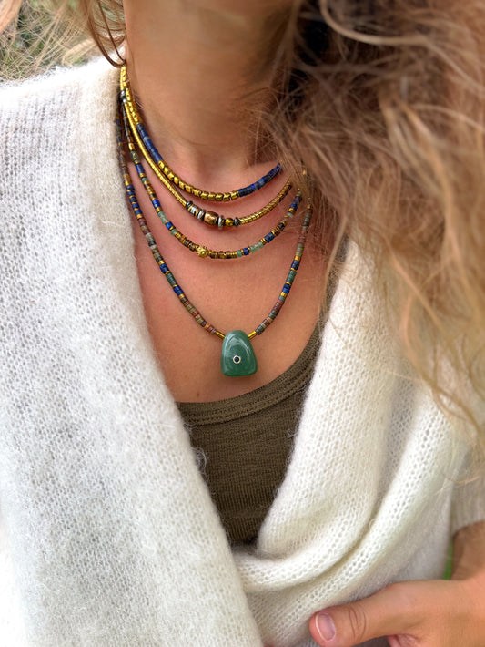 LOOK - URIEL lapis lazuli, VIANEL, VALEN oeil de tigre, VIRGILE aventurine verte