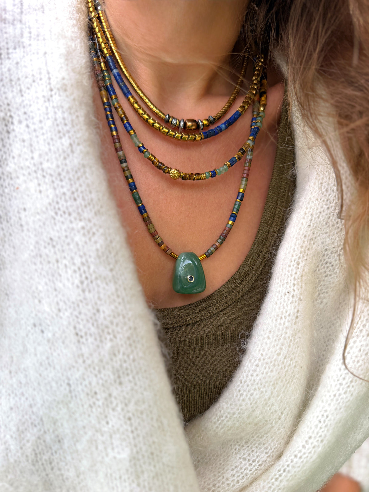 LOOK - URIEL lapis lazuli, VIANEL, VALEN oeil de tigre, VIRGILE aventurine verte