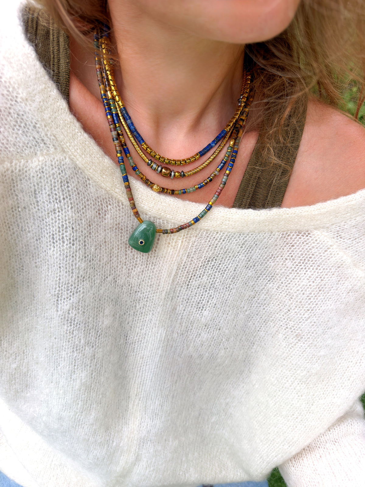 LOOK - URIEL lapis lazuli, VIANEL, VALEN oeil de tigre, VIRGILE aventurine verte