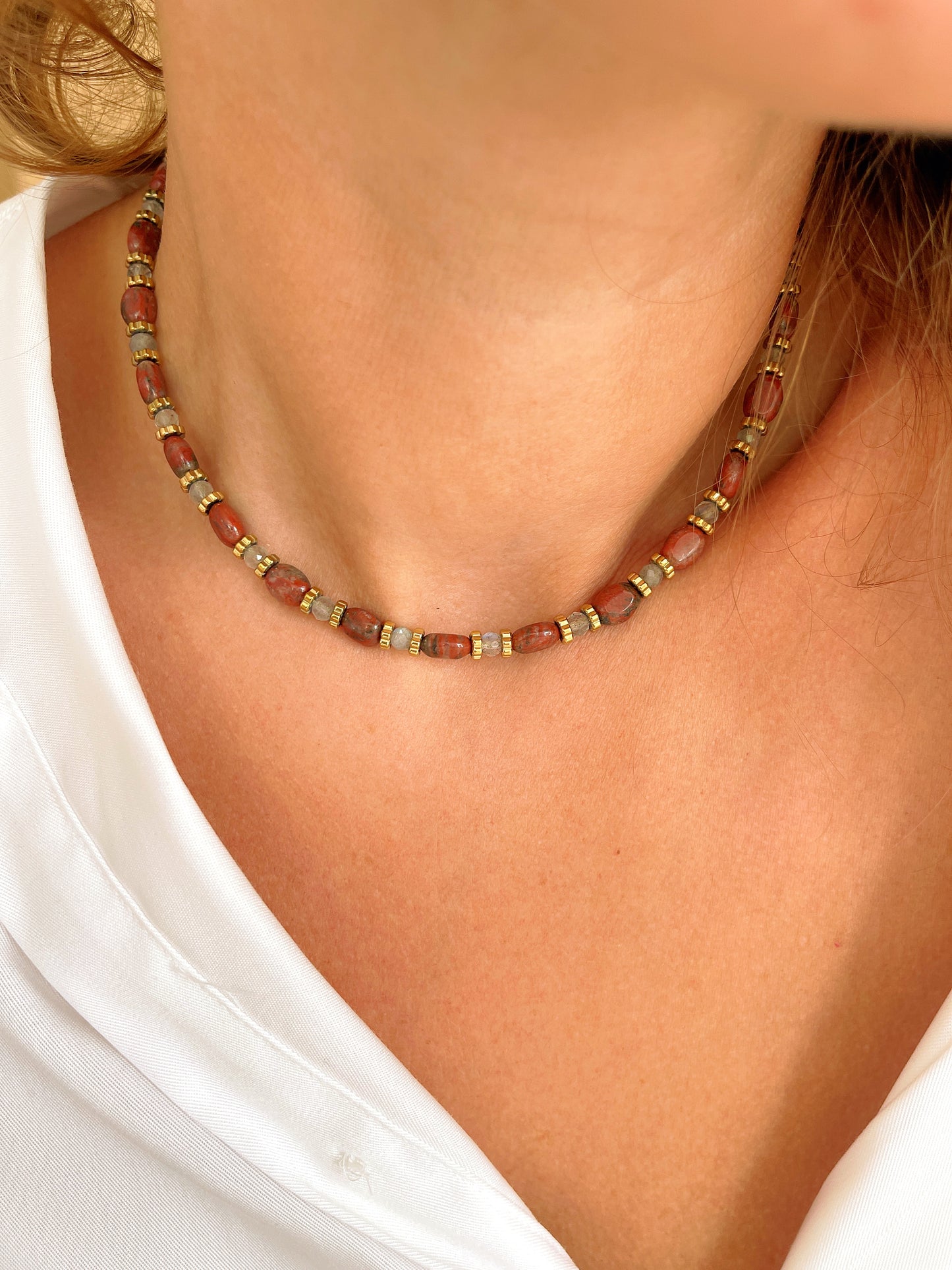 Collier TALINE - Jaspe rouge