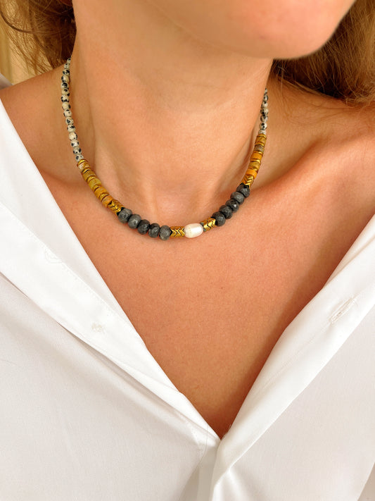 Collier OCTAVE - Jaspe dalmatien