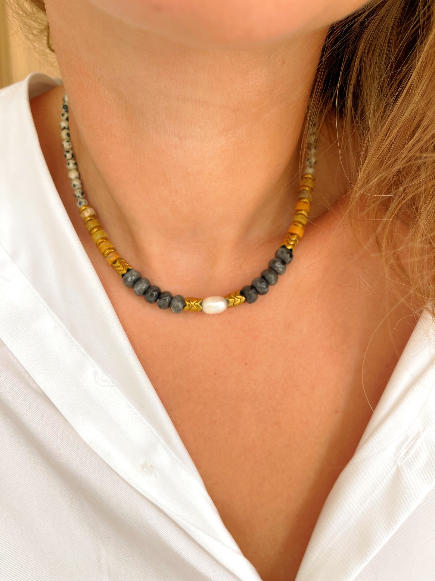 Collier OCTAVE - Jaspe dalmatien