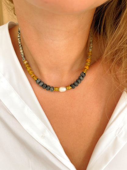 Collier OCTAVE - Jaspe dalmatien