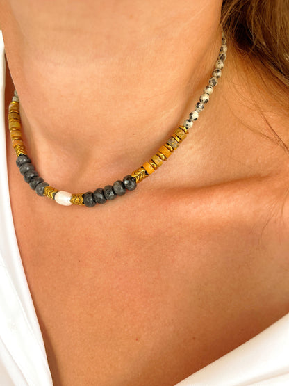 Collier OCTAVE - Jaspe dalmatien