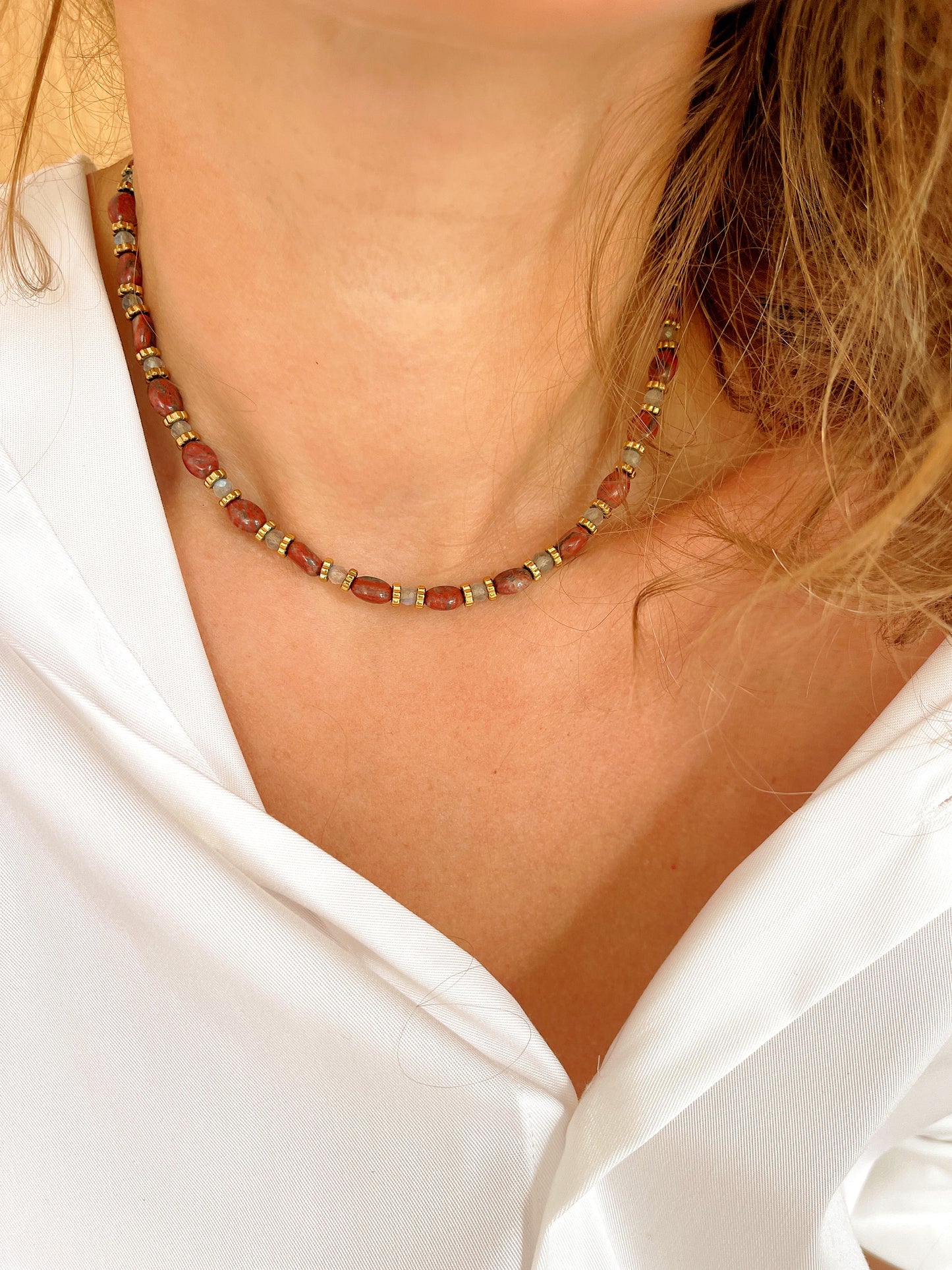 Collier TALINE - Jaspe rouge