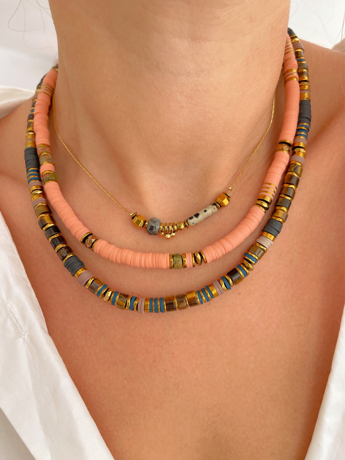 Collier OTIS - rose thé