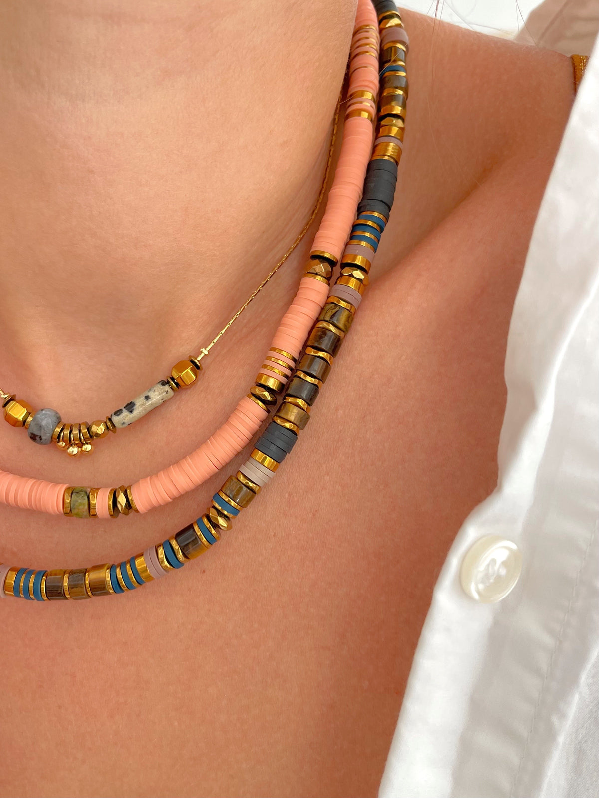 Collier OTIS - rose thé
