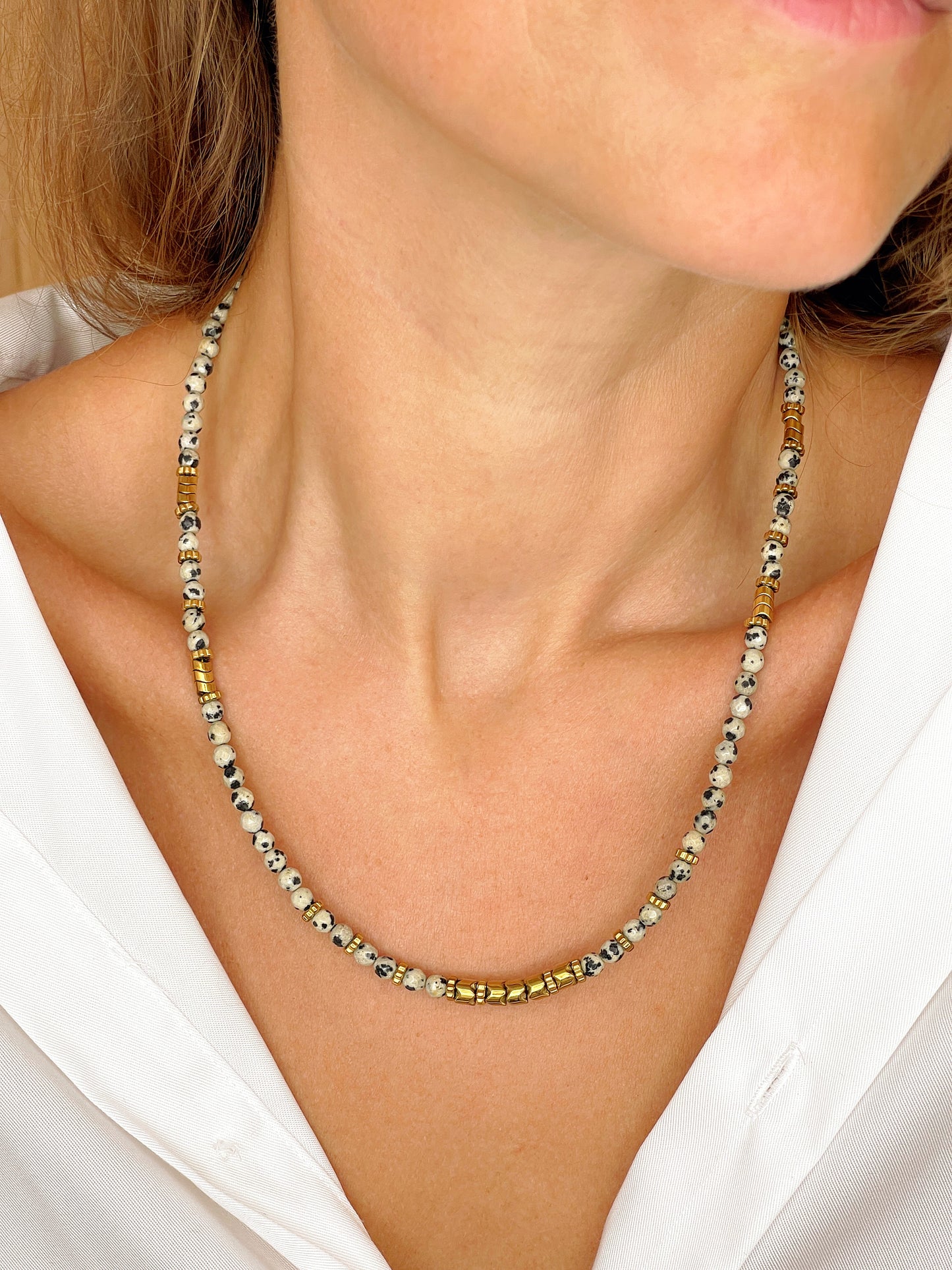 Collier TANGUY - Jaspe dalmatien
