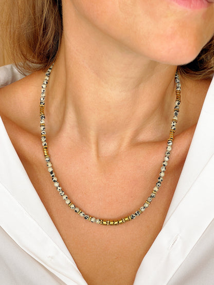 Collier TANGUY - Jaspe dalmatien