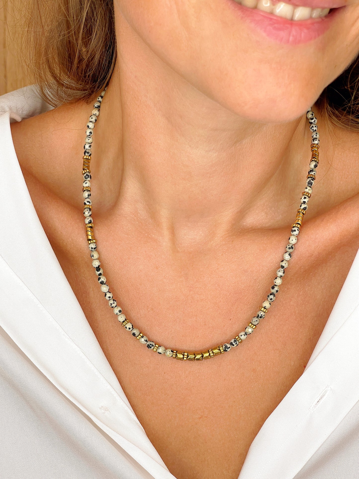 Collier TANGUY - Jaspe dalmatien