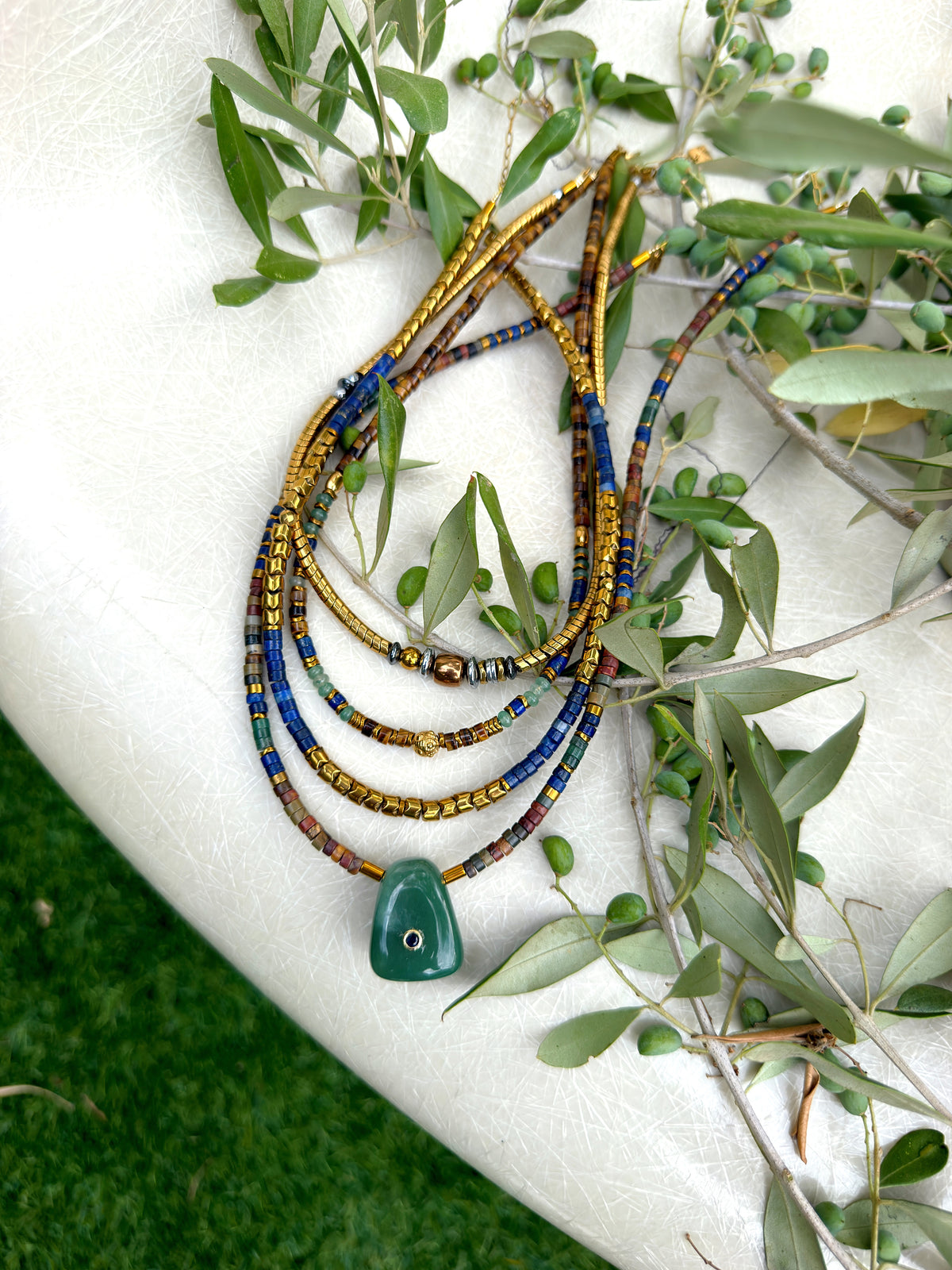 LOOK - URIEL lapis lazuli, VIANEL, VALEN oeil de tigre, VIRGILE aventurine verte