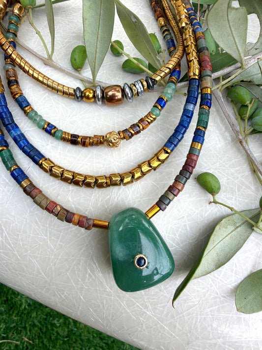 LOOK - URIEL lapis lazuli, VIANEL, VALEN oeil de tigre, VIRGILE aventurine verte